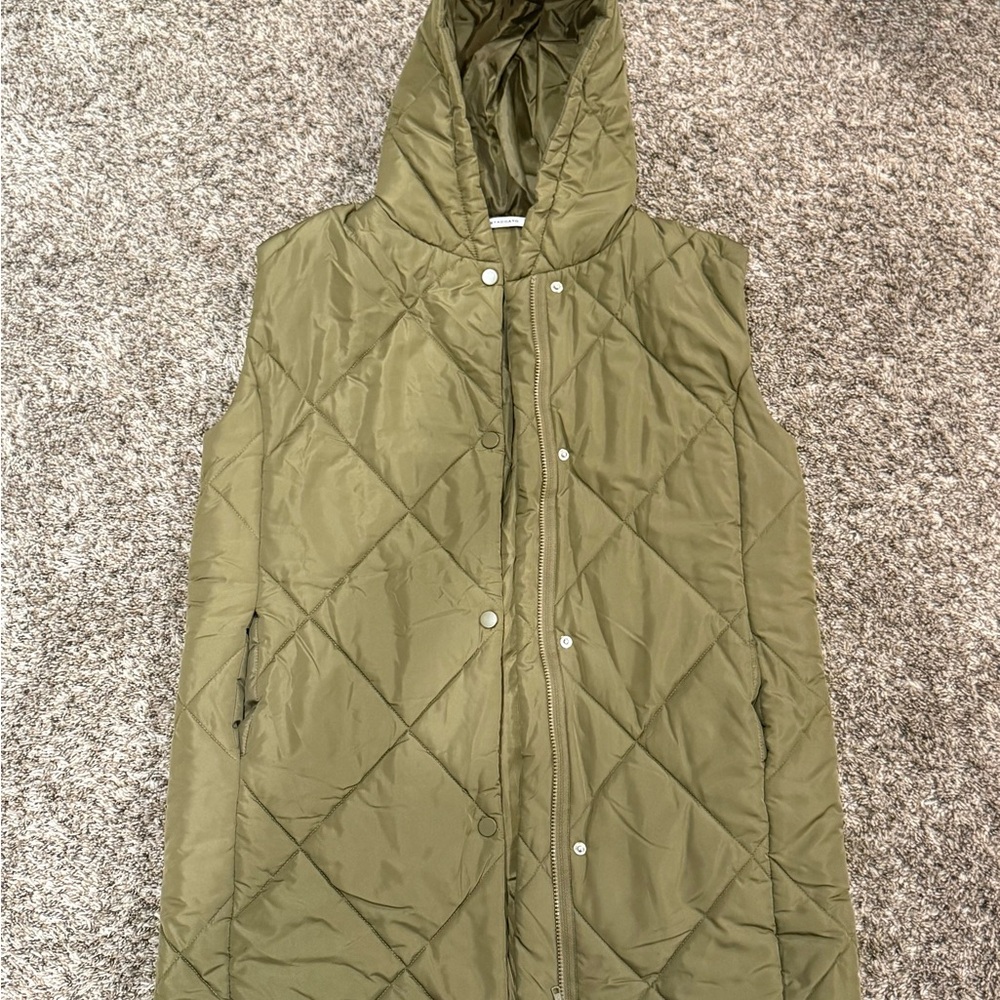 Staccato Khaki Quilted Hooded Vest